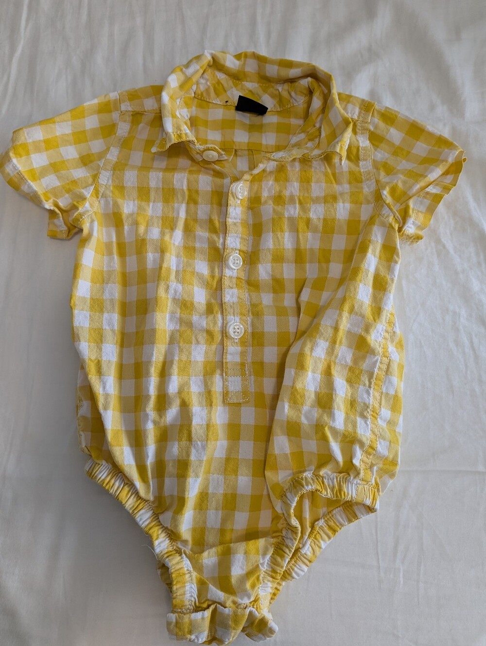 Baby Gap Yellow & White Gingham Baby Bodysuit